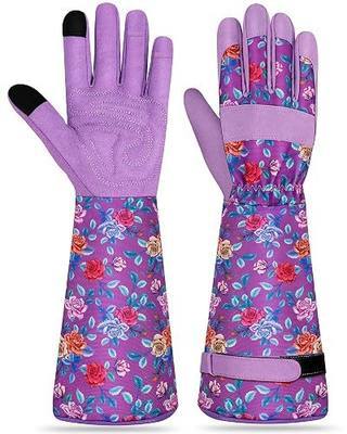 Long Gardening Gloves for Women Thorn Proof Leather Garden Gloves Breathable Working Gloves for Women Yard Outdoor