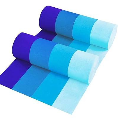 8 Rolls in 4 Colors Gradient Blue Party Crepe Paper Streamer, 8 Pieces 82 feet Streamets Party Decorations, Party Supplies for Wedding Birthday Baby Shower Gender Reveal Graduation Bridal Shower