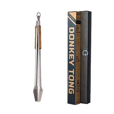 Donkey Tong 27" Heavy Duty BBQ Tongs | Extra Long Grill Tongs with Oak Wood Handle | Handmade Stainless Steel Meat Tongs for Grilling, Smoking, Charcoal & Campfire Cooking | BBQ Gift for Grill Masters