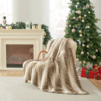 Cozy Bliss Luxury Faux Fur Throw Blanket Animal Striped Print, Non Shedding Double Sided Sherpa Blankets Super Soft Fluffy Thick Warm Throws Home Decor for Couch Bed Sofa Women (Brown, 60x80 Inches)