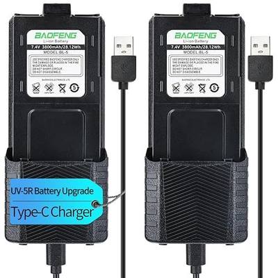BAOFENG UV-5R Battery 3800mAh USB-C Charging Extended High Capacity Ham Radio Battery UV5R BF-F8HP UV-5R Series Radios with Type-C Charging Cable,2Pack
