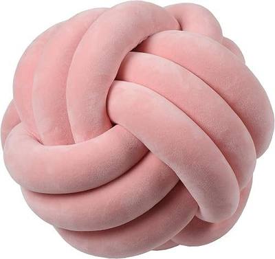 Cyprinus Carpio 3 Strands Handmade Wrinkle Free Knot Ball Pillows, Home Decoration Plush Soft Pillow,Throw Knotted Firmed Lumbar Pillow Skin Pink 8x8Inch (Pack of 1)