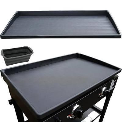 Silicone Griddle Mat with Grease Cup Liners for Blackstone 28" Griddle, High-Wall & Full-All-Encompassing Heavy Duty Food Grade Silicone Grill Buddy Mat, Protecttion Griddle from Dirt & Rust (Black)