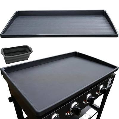 Silicone Griddle Mat with Grease Cup Liners for Blackstone 36" Griddle, High-Wall & Full-All-Encompassing Heavy Duty Food Grade Silicone Grill Buddy Mat, Protecttion Griddle from Dirt & Rust (Black)