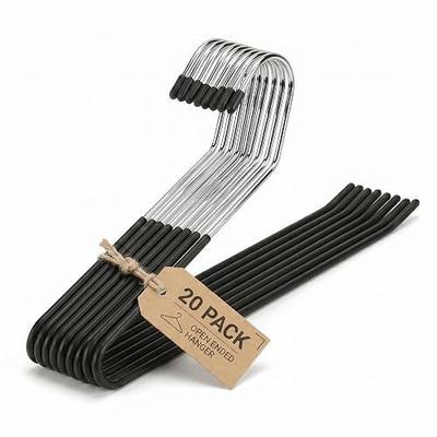 Open Ended Pants Hangers Non Slip – 20 Pack Metal Pant Hangers with Round Rod, Heavy Duty Stainless Steel Trouser Hangers for Men and Women, Space Saving Jeans Hangers for Closet