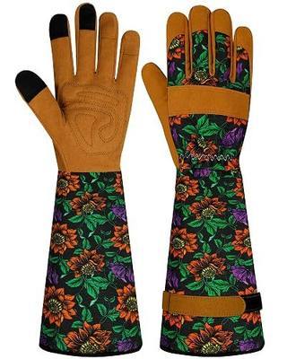 Long Gardening Gloves for Women Thorn Proof Leather Garden Gloves Breathable Working Gloves for Women Yard Outdoor