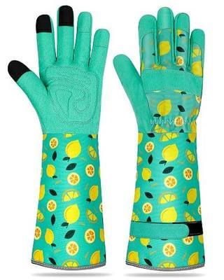 Long Gardening Gloves for Women Thorn Proof Leather Garden Gloves Breathable Working Gloves for Women Yard Outdoor