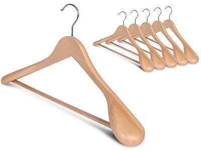 StorageWorks Wooden Hangers 6 Pack, Extra Wide Shoulder Suit Hangers