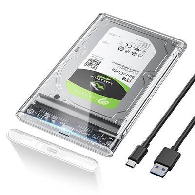 POSUGEAR 2.5'' External Hard Drive Enclosure, 6Gbps USB C 3.1 Gen 2 to SATA III Tool-Free Clear External Hard Drive Case for 7mm/9.5mm 2.5 inch SSD HDD with UASP Compatible with WD Toshiba Samsung PS4
