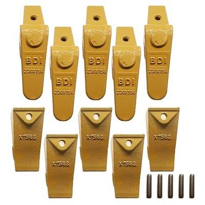 BDI Wear Part Assembly 230X156 Backhoe Shank + X156S Bucket Teeth/w P156 Flex Pin Compatible with Bobcat for Skid Steer and Caterpillar Style Mini Excavator - 5 Set