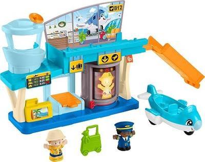 Fisher-Price Little People Everyday Adventures Airport Playset, Ages 1+ | Airport playset + airplane + 2 figures + Luggage, 5 pieces, builds fine motor + cause & effect skills, no batteries