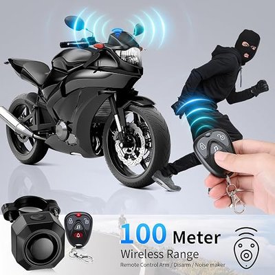 WSDCAM USB Rechargeable Bike Alarm with Remote 110dB Loud Volume Adjustable Wireless Vehicle Security Alarm System Anti Theft Vibration Motion Sensor Alarm for Car Trailer Motorcycle Scooter Ebike