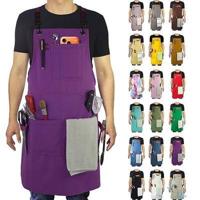 Kitchen Apron, Work Apron, Canvas, Multiple Pockets, Gardening, Painting, BBQ, Artist, Carpenter, Sizes M to XXL, Purple | Multiple Pockets, Gardening, Painting, BBQ, Artist, Carpenter, Sizes M to XXL