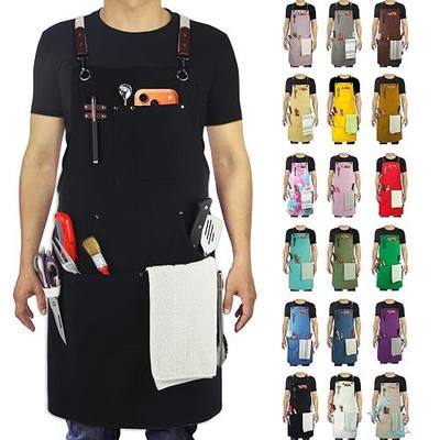 Kitchen Apron, Work Apron, Canvas, Multiple Pockets, Gardening, Painting, BBQ, Artist, Carpenter, Sizes M to XXL, Black | Multiple Pockets, Gardening, Painting, BBQ, Artist, Carpenter, Sizes M to XXL