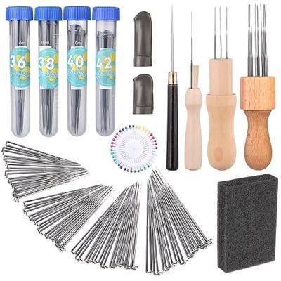 Yizzvb 127 Pcs Needle Felting Needles, Needle Felting Tools Felting Needles | 4 Sizes needle felting tools kit for Wool Felting Supplies Kit with 3 Types Wooden Holders, Pad, Needle Felting Starter Kit