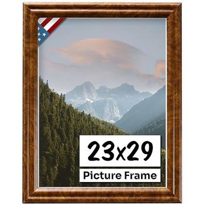 23x29 Brown Burl .75 in Wooden Photo Picture Poster Frame, Wall Art Living Room and Home Decor, Personalize for Certificate, Puzzle and Document Frames