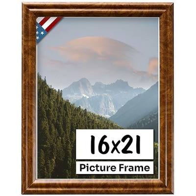 16x21 Brown Burl .75 in Wooden Photo Picture Poster Frame, Wall Art Living Room and Home Decor, Personalize for Certificate, Puzzle and Document Frames