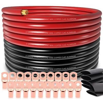 40FT 1/0 Battery Cable Copper Clad Aluminum,0 Gauge Wire with 20pcs Terminal Connectors with 3:1Heat Shrink Tube for Car Amp,Winch Wiring kit,Reducer,Starter,Solar Power,Automotive Wire