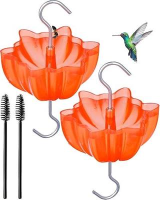 Ant Moat for Hummingbird and Oriole Feeders to Guard Against Ants Protecting the Sugar Nectar Water, Cleaning Brushes Included (Red 2 Pack)