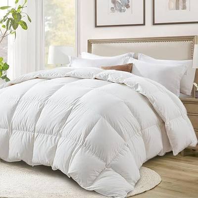 Globon Ultra-Soft Down Feather Comforter Queen Size,Luxury Hotel Collection Duvet Insert for All Season,Noiseless Shell,700 Fill Power,Medium Weight with Corner Tabs, White