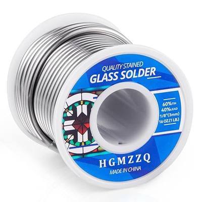 60/40 solder for stained glass,Industrial grade Solder for Glass Artisans,Dia 3mm (0.125") 1LB(1)