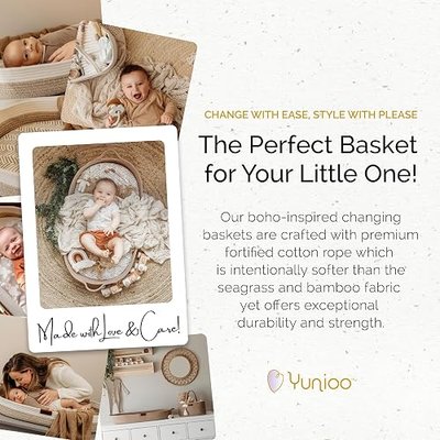 Yunioo Baby Changing Basket, Portable Diaper Changing Pad, Moses Basket for Newborns, Changing Table Topper for Baby Nursery, Waterproof Travel Pad Cover