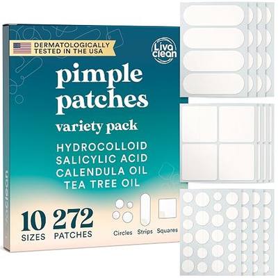 272 CT Large Pimple Patches for Face - 10 Sizes Variety Pack Zit Patches w/ Salicylic Acid, Tea Tree, Calendula Oil - Pimple Patches Large Acne Patches for Face Chin and Body - Dark Spot Patches
