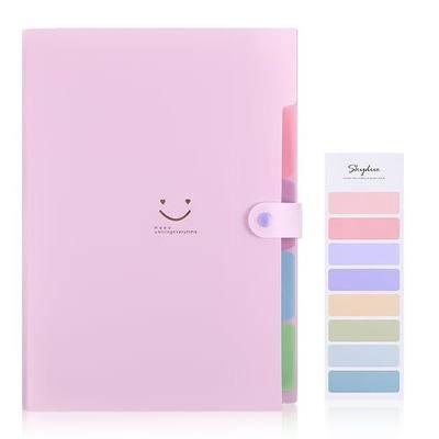 SKYDUE Expanding File Folder with 5 Pockets, Cute Accordion File Organizer, Letter Size Filing Folder, Portable Paper Receipt Organizer, School Office Supplies Purple