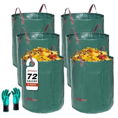 72 Gallon 6 Pack Leaf Bags Reusable for Lawn & Garden | Heavy duty, Standable, With 4 handles, Includes gardening gloves, Ideal for leaves, Grass clippings, Camping, and recycling