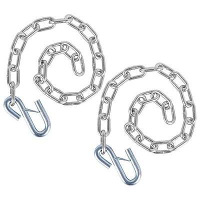 1/4" X 27" Grade 30 Steel Boat Trailer Safety Chain with Spring Clip Hooks 5000 lbs, 2 Pcs (1/4" X 27")