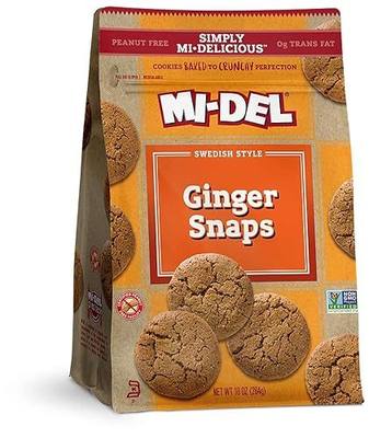 Mi-Del Ginger Snaps Cookies - Authentic Ginger Flavor - Crunchy Ginger Cookies - Non-GMO Certified, 0g Trans Fat - Healthy Cookie Snack - 10oz