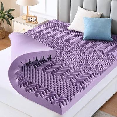 MUXHOMO 3 Inch 7-Zone Queen Mattress Topper, Egg Crate Memory Foam Mattress Topper Queen Size for Back Pain, Lavender Gel Infused Bed Pad, CertiPUR-US and Oeko-TEX Certification (60"×80")