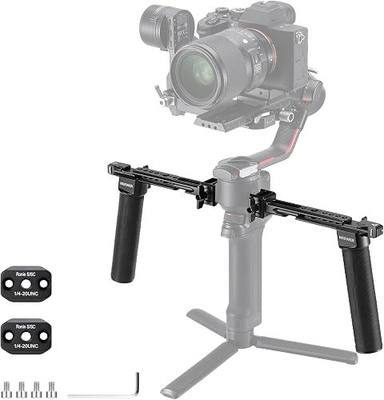 NEEWER Dual Handgrip Compatible with DJI RS5 RS4 RS4 Pro RS3 RS3 Pro RS2 RSC2 Ronin S SC Gimbal, Dual Handle Kit with 2 Mini NATO Rails, Quick Release NATO Clamps, 1/4" & 3/8" Threads, GA006