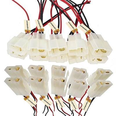 Lsgoodcare 20Pcs 6.3MM 2 Pin Electrical Automotive Wire Connector Kits Auto 2 Way Male Female Socket Plug Terminal with 18Awg 5.9 In Wire for Motorcycle Car