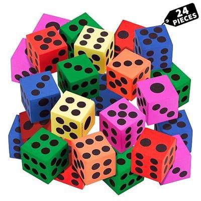 Big Foam Dice Set 24 Pack, 1.5 Inch Large Colorful Jumbo Dice for Kids - Non-Toxic, Soft Foam Cubes for Classroom Math & Party Supplies | Family Game Night, Ages 3+ - Playbees