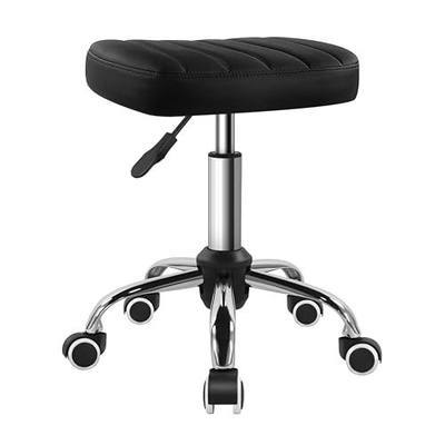 BFTOU Black Minimalist Square Swivel Stool with Wheel for Work SPA Shop Massage Height-Adjustable and Cost-Effective Rolling Stool Chair