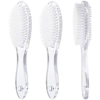Nail Brush for Cleaning Fingernails 3 Packs, Ooloveminso Double-Side Hand Nail Brushes for Fingernail and Toes Cleaning, Soft Stiff Bristles Scrubber Tools for Men and Women, Transparent