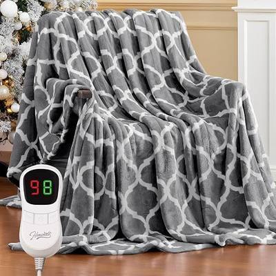 Homemate Heated Blanket Electric Throw - 50“x60“ Heating Blanket with 10 Fast Heat Levels 8 Hours Auto Off Soft Cozy Flannel Over-Heated Protection ETL Certification Keep Warming in Home