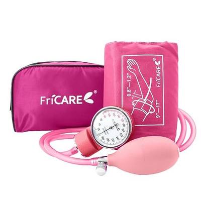 FriCARE Pink Manual Blood Pressure Cuff for Nurses/Nursing/Medical Students | Aneroid Sphygmomanometer for Home BP Monitoring & School Training Use, Universal Adult Size with Carrying Bag
