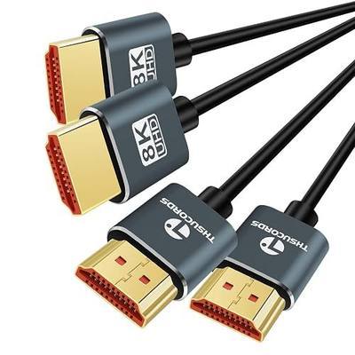 Thsucords Ultra Thin 8K 4K HDMI Cables 10FT 2 Pack, Slim & Flexible Soft High Speed HDMI 2.1 Cord Support 4K@120Hz 8K@60Hz 48Gbps for Roku TV/HDTV/PS5/Blu-ray