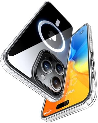 TORRAS Shockproof Magnetic Clear for iPhone 15 Plus Case & iPhone 14 Plus Case, 12FT MIL-Grade Drop Protection, Compatible with MagSafe, Non-Yellowing Cover for iPhone Plus Phone Case 6.7, Blue