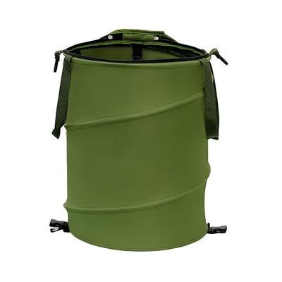 Collapsible Pop Up Trash Can, Outdoor Recycling Bin 13.8x15.8 in, 600D Oxford Cloth Yard Waste Bags, Camping Trash Can With Clip and Zip Lid (1Pcs-Green 10 Gallons)