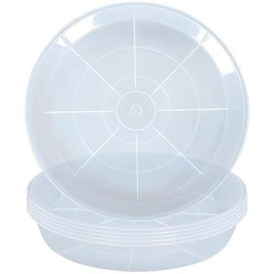 NIMYAU Clear Plant Saucer 6 Pack 16 inch Clear, Heavy Duty Round Plastic Plant Tray Saucers for Indoors Outdoors Garden, Flower Planter Water Drip Trays for Pot