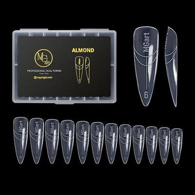 MGART Dual Nail Forms ALMOND Extension Structure Poly gel Nail Forms Full Cover Molds 12 Sizes for Solid Gel Glue Art Design Salon&DIY