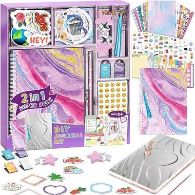 PERRYHOME DIY Journal Kit for Girls Ages 8-12, Stationery Journal Set for Teenage Girls Ages 8-12 Scrapbook & Diary Kits, Journaling Art Crafts Kit Teen 8-10-12 Year Old Girl Birthday Gifts