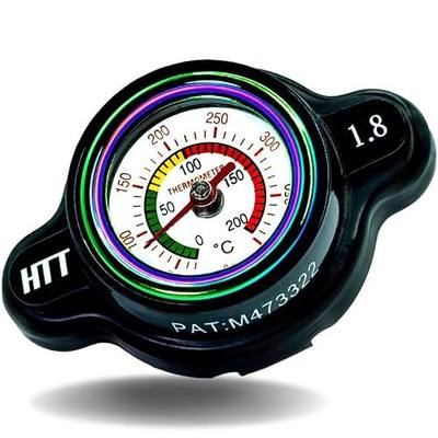 WhaleFlame High-Pressure Radiator Cap with Temperature Gauge 1.8 Bar(25.6psi), Real-Time Temp Monitoring Prevent Motorcycle/ATV Leaks, Compatible with Yamaha, Honda, Suzuki, Kawasaki (J1-ShadowBlack)