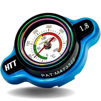 WhaleFlame High-Pressure Radiator Cap with Temperature Gauge 1.8 Bar(25.6psi), Real-Time Temp Monitoring Prevent Motorcycle/ATV Leaks, Compatible with Yamaha, Honda, Suzuki, Kawasaki (J1- Royal Blue)