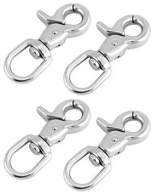 QWORK Swivel Trigger Snap Hook, 4 Pack 2.56" Marine Grade Stainless Steel 316 Swivel Trigger Clip Hook, 130 Lbs Capacity, for Cages, Dog Leash, Flag Pole, Bag, Key Ring