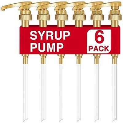 VOISEN Coffee Syrup Pumps, 6 Pack Gold Syrup Pump, Skinny Syrup Pump for 750ml 25.4oz Syrup Bottle, Syrup Pump Dispenser for Kitchen Dinning Coffee Bar Drinking Mixes,Davinci,Jordans