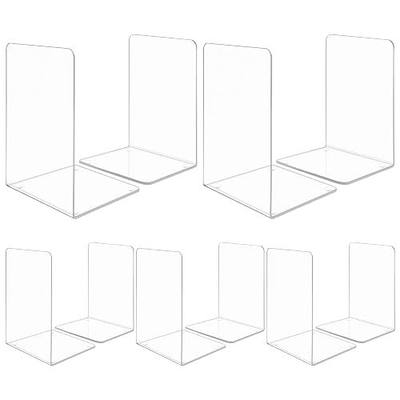 10 Pcs Clear Acrylic Bookends, Heavy Duty Book Ends for Shelves | Non-Skid Book Holders, 7.28 Inch Tall Support, Transparent Desk Organizer, Decorative School Supplies, Easy Maintenance